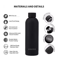 Offre Spéciale 500ml tasse réutilisable flacons sous vide de qualité alimentaire bouteille d'eau isolée sous vide en acier inoxydable