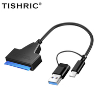 Câble SATA vers USB 3.0/Type-C/2 en 1 USB3.0 Type-C jusqu'à 6 Gbps pour disque dur externe HDD SSD 2,5 pouces SATA 3 adaptateur 22 broches