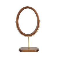 Miroir de courtoisie de bureau ovale en bois avec support Miroir de maquillage de table simple face