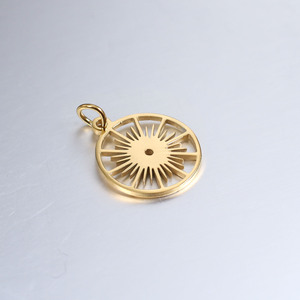 Jingxiang trong kho thép không gỉ tròn rỗng bánh răng Hình Học trang sức Hướng Dương Mặt dây chuyền, 18K mạ vàng giữ màu truy cập - Product Image 2