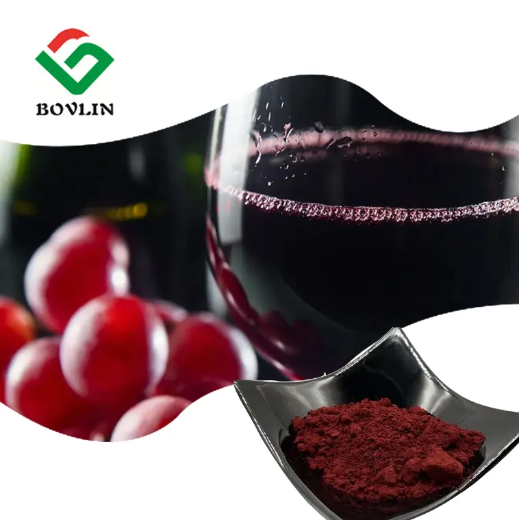 مسحوق البوليفينول المستخلص من العنب الأحمر ومكون من 30% من البوليفينول في النبيذ الأحمر والعنب الأحمر يتم توريده من المصنع