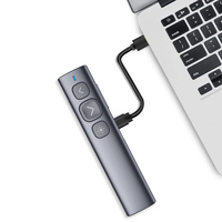 Présentateur sans fil rechargeable Type-C Bluetooth et récepteur 2,4 G 2 en 1, pointeur de présentation pour MacBook iPad, aucune batterie nécessaire