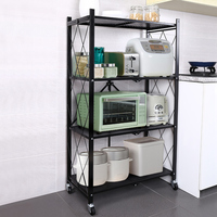 Étagères de rangement pliables en fil métallique avec roulettes - Organisateur multifonctionnel à 3 niveaux pour la cuisine, le salon et les outils