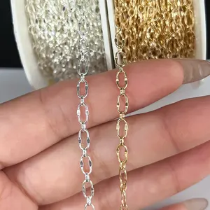 Joyería Vintage oro real lleno 3,6mm Cadena de labios a granel 14K para la fabricación de joyas pulsera collar Cadena de plata esterlina