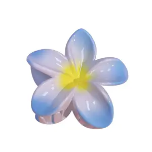 Klip hiu pegangan setengah pegangan sisi wanita pantai musim panas cakar klip rambut Hawaii Floral Plumeria