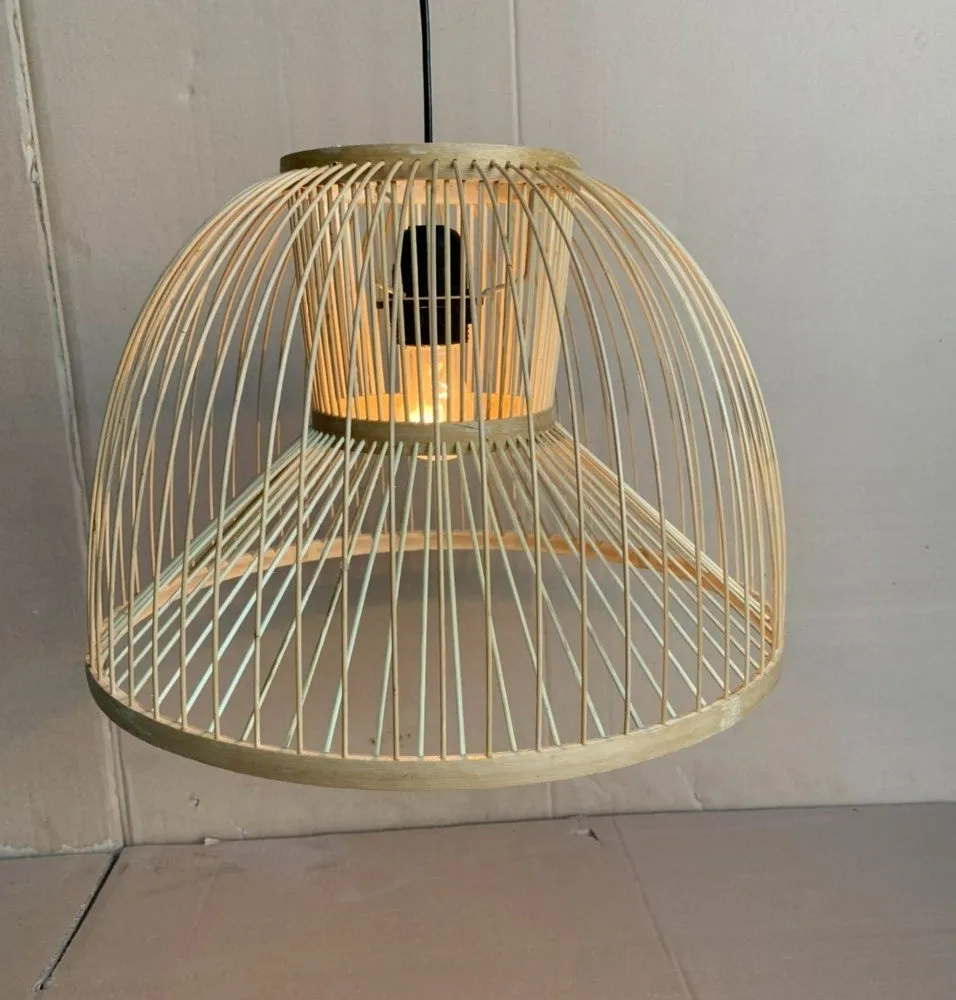 טבעי אמנות עיצוב בעבודת יד פנס אהיל יחיד קש תליון במבוק אור נברשת מנורת לעיצוב בית