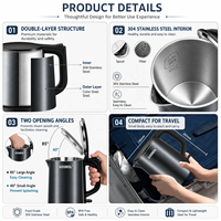 Ketel Mini Mobil 1 Liter, Pemanas Air Portabel 12v, Ketel Listrik Mobil