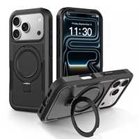 Coque de téléphone magnétique antichoc pour iPhone 17 18 DUO, protection intégrale contre les chutes, support rotatif, coque de protection antidérapante