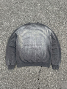 Sudadera de alta calidad con efecto acid wash para hombre, estilo retro con bloques de color, desgastada, con dobladillo deshilachado, cuello redondo, estilo vintage. - Product Image 2