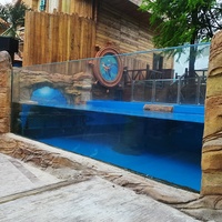 Piscine transparente de luxe pour 8 à 12 personnes avec paroi en acrylique transparente/sol en acrylique/fenêtre en acrylique, piscines rondes incurvées