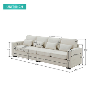 100% Polyester Rắn + Sản Xuất Gỗ Ván Ép Nhựa Túi Mùa Xuân 4-Chỗ Ngồi Hiện Đại Vải Lanh Sofa Với Tay vịn Túi - Product Image 2