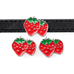 Ciondoli a forma di fragola da 8 mm all'ingrosso, in lega metallica, scorrevoli, per braccialetti per bambini, cinturini e creazione di gioielli da donna - Product Image 4
