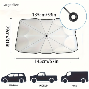 Reflective Umbrella Style Car Windshield <b>Shade</b> with Titanium Silver Coating for SUV and Sedan Summer Heat - Product Image 3