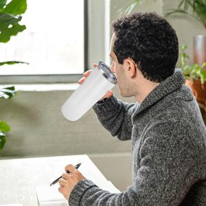 Vaso térmico delgado de acero inoxidable blanco de 20 oz personalizado con tapa y pajita, ideal para regalo DIY, grabado láser, rendimiento térmico para bebidas frías, hecho en China. - Product Image 6