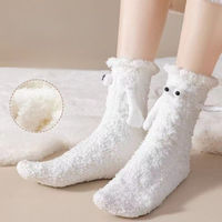 Chaussettes d'hiver chaudes et confortables en velours corail tricoté, épaisses, douces, mignonnes, avec fermeture magnétique, pour femmes et hommes