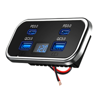 Cargador USB para Auto de 24 V, Cargador de 4 Puertos, 12/24 Voltios, Medidor de Voltaje LED, Enchufe con 2 Puertos USB-A y Puertos Duales Tipo C