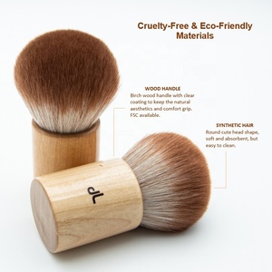 <span class=keywords><strong>Pennello</strong></span> Kabuki Grande e Soffice per Trucco, Setole Sintetiche, Manico in Legno Naturale, Logo Personalizzato, per Viso e Corpo, Polvere e Bronzer - Product Image 4