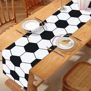 DAMAI - Decoración de Mesa para Fiestas de Cumpleaños Infantiles con Temática de Fútbol, Camino de Mesa Desechable de PE Blanco y Negro - Product Image 4