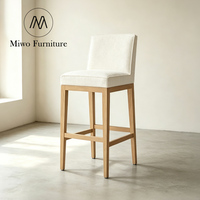 Tabouret rembourré en bois moderne pour cuisine intérieure, hôtel, villa, club, usage commercial, bistrot, bar, comptoir, fauteuil en tissu de lin