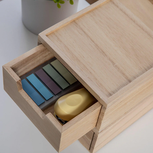 Ofis ve Ev Depolama İçin Çift Çekmeceli Küçük Ahşap Masaüstü Düzenleyici Kutu, OEM Mevcut - Product Image 3
