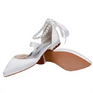 Women <b>Satin</b> Pearl Bridal <b>Shoes</b> 7cm Heel Slingback <b>Wedding</b> Party Dress <b>Shoes</b> - Product Image 4