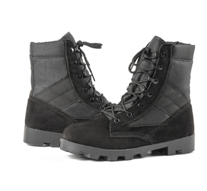 Botas tácticas TSB910 de cuero vacuno negro para hombres jóvenes, para trabajar en verano, otoño y primavera, 3 estaciones, color verde jungla, con cremallera lateral. - Product Image 3