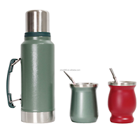 Thermos à double paroi en acier inoxydable 304 de 1 L et 1,3 L, écologique, pour yerba maté et café, maintien thermique de 24 à 36 heures, sans BPA, pour le camping