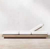 Chaise longue double en teck pour l'extérieur, facile à nettoyer, doublement réglable, pour piscine