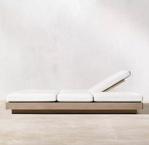 Sillón de teca para exteriores de fácil limpieza, doblemente ajustable, para piscina, cama doble para el día. - Product Image 4