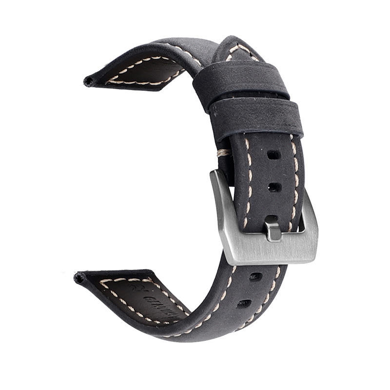 สายหนัง Crazy Horse สีเทาอวกาศ หัวเข็มขัดสีเงิน