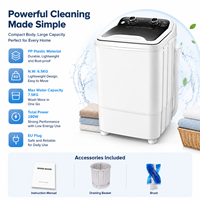 Lave-linge compact portable à cuve unique grande capacité avec fonction lumière bleue pour la lessive à domicile, gain de place