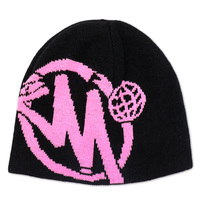 Produttore BSCI, Cappello in Maglia Acrilica Jacquard Senza Risvolto per Donna, Berretto Reversibile Personalizzato Nero e Rosa per Brand di Streetwear