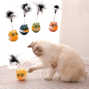 2025 <span class=keywords><strong>Pet</strong></span> oyuncaklar yeni gelenler intactive oyuncak kedi topu bir kedi sopa ile oynamak için bir tumbler doğal tüy kedi oyuncak - Product Image 1