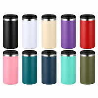 Refroidisseur de canettes en acier inoxydable avec logo personnalisé, isolé sous vide, pour bière et soda, réutilisable, pour fêtes en extérieur et cadeaux