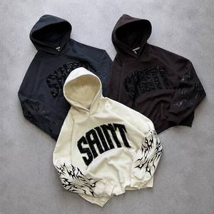 Fabricante de Ropa, Sudadera con Capucha Personalizada para Hombre, Estilo Y2K Grunge, Felpa Francesa, Estampado de Estrella Japonesa con Contorno de Llama, Cierre Completo, Multicolor - Product Image 2