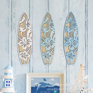Décoration murale en bois en forme de planche de surf, motif végétal 3D creux, décoration d'intérieur, style plage océanique pour salon - Product Image 1