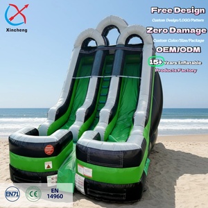 Château gonflable aquatique pour enfants, toboggan aquatique commercial gonflable à double piste avec piscine - Product Image 1
