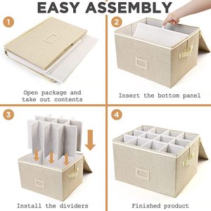 Scatola Portabicchieri da Vino Pieghevole a 12 Scomparti in Lino Ecologico, Organizzatore Rettangolare per Calici e Flûte - Product Image 2