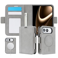 Casing Dompet Kulit Magnetik 2 in 1 yang Dapat Dilepas untuk iPhone Duo Fold, Penutup Folio Tahan Lama dengan Slot Kartu dan Kantong Pengisian Daya Nirkabel
