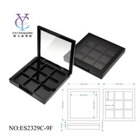 Emballage cosmétique carré en plastique ABS, logo personnalisé, transparent, 9 couleurs, étui pour fard à paupières, blush, conteneur compact vide pour poudre