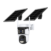 Cámara de Seguridad Solar 4G LTE, Cámara CCTV Inalámbrica 1080P, Doble Lente PTZ, Alimentada por Batería, Detección Humana por IA, Cámara para Exteriores