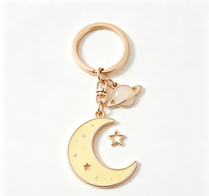 Llavero de Metal Esmaltado con Diseño de Planeta Lunar, Acabado Suave, Recuerdo Decorativo, Regalo - Product Image 3