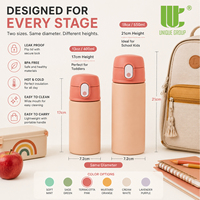 Bouteille d'eau isotherme unique en acier inoxydable sans BPA pour enfants avec paille, anti-fuite, écologique, couleurs pastel, 6-12 heures