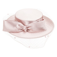 Sombreros de moda al por mayor para mujer: Sombrero cloche retro blanco floral para mujer, fascinador con lazo grande y velo de malla