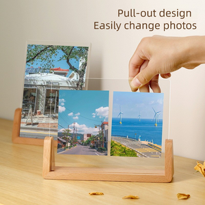 Solid Wood Base U-shaped Photo <b>Frame</b> Stand 6-inch 7-inch 8-inch Acrylic Photo <b>Frame</b> Creative Photo Walnut <b>Frame</b> - Product Image 6