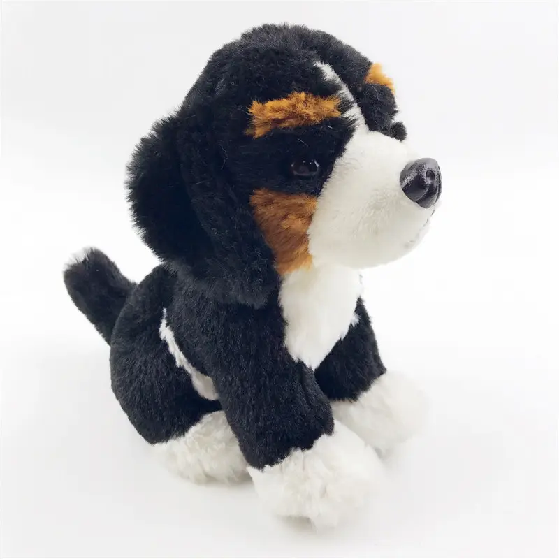 Custom Small 20cm Black and Tan Stuffed Plush Animal Dog Toys Soft Baby Toy with Sitting Space