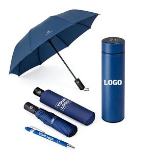 Compact 8-Rib Automatic Folding Umbrella Windproof UV Protection Cloth Country Style <b>Backpack</b> Travel Accessory Adults Logo - Product Image 1