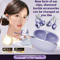 Écouteurs sans fil de luxe GQ13 à clip d'oreille, accessoires à boucle diamantée offerts, écouteurs TWS Hifi, cadeaux tendance pour femmes, casque à oreille ouverte
