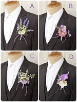Corsage de fleurs artificielles détachables en plastique, Tulipe et Calla violettes, pour la photographie de mariage, les expositions professionnelles et le marché européen, vente en gros