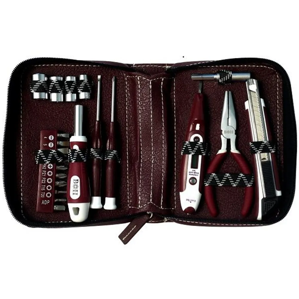 22pcs mini hand repair gift with leather bag tool kit tool set